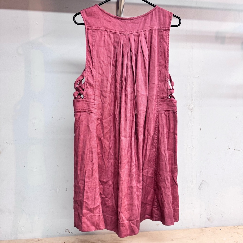 Free People Moonshine Linen Blend Sleeveless Pintuck Mini Dress size medium - Picture 3 of 6